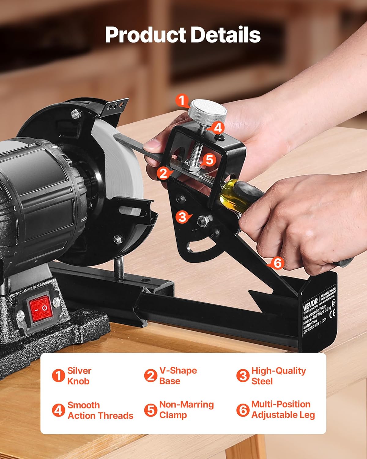 VEVOR Multi-Grind Sharpening System, Vari-Grind Pro Sharpening Jig Kit for 6" & 8" Bench Grinders – with Platform, Long Support Arm & Fingernail Gouge Jig, for Chisels, Woodturning, Plane Irons