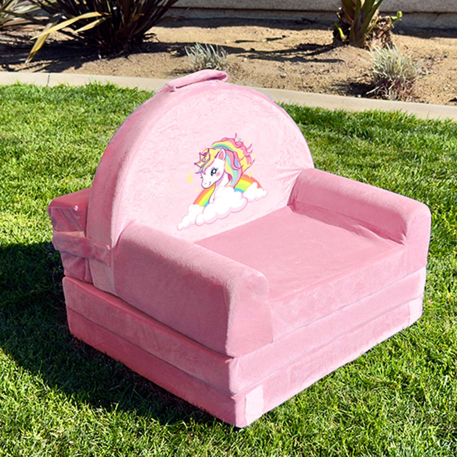 Składane krzesło dla małych dzieci, sofa dziecięca, rozkładana mini kanapa 2 w 1, 150 cm, miękki kryształowy aksamit dla małych dzieci, sofa do zabawy, do sypialni, salonu, pokoju zabaw