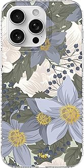 LONLI Hue - for iPhone 15 Pro Case [Compatible with Magsafe] - Blue Flower Phone Case - [360° Shock-Absorbent Bumper] - Cute, Unique and Aesthetic Phone Cover for Girls and Women