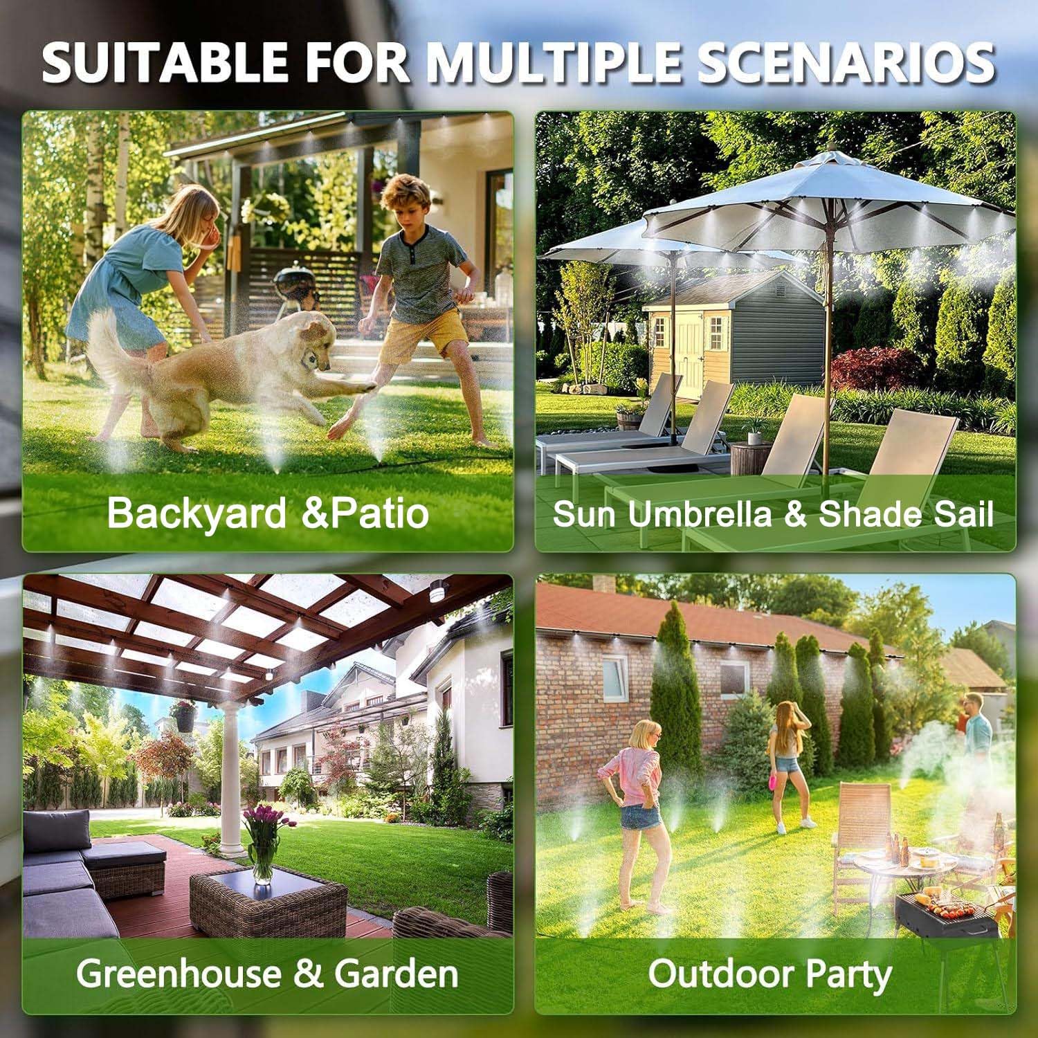 Sistema Di Irrigazione E Raffrescamento A Nebulizzazione,Sistema Fai-Da-Te Di Raffrescamento A Nebulizzazione D'Acquarimovibile,Per Esterni Patio,Giardino,Serra,Ombrellone，23M