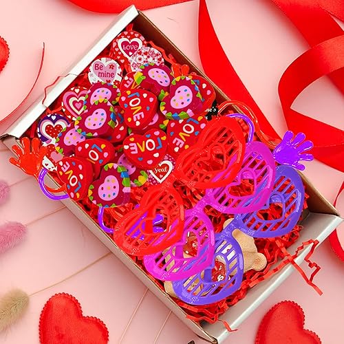 Miniatura 5 de Winlyn Juego surtido de 120 piezas de juguetes de papelería para el día de San Valentín premios de San Valentín recompensas a granel bolsas de