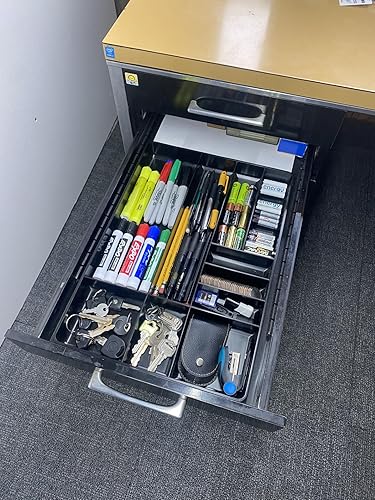 Miniatura 5 de Protoco 6070 Bandeja de plástico organizadora de caja de herramientas con 10 compartimentos, 16 x 11 x 1.5 pulgadas, color amarillo