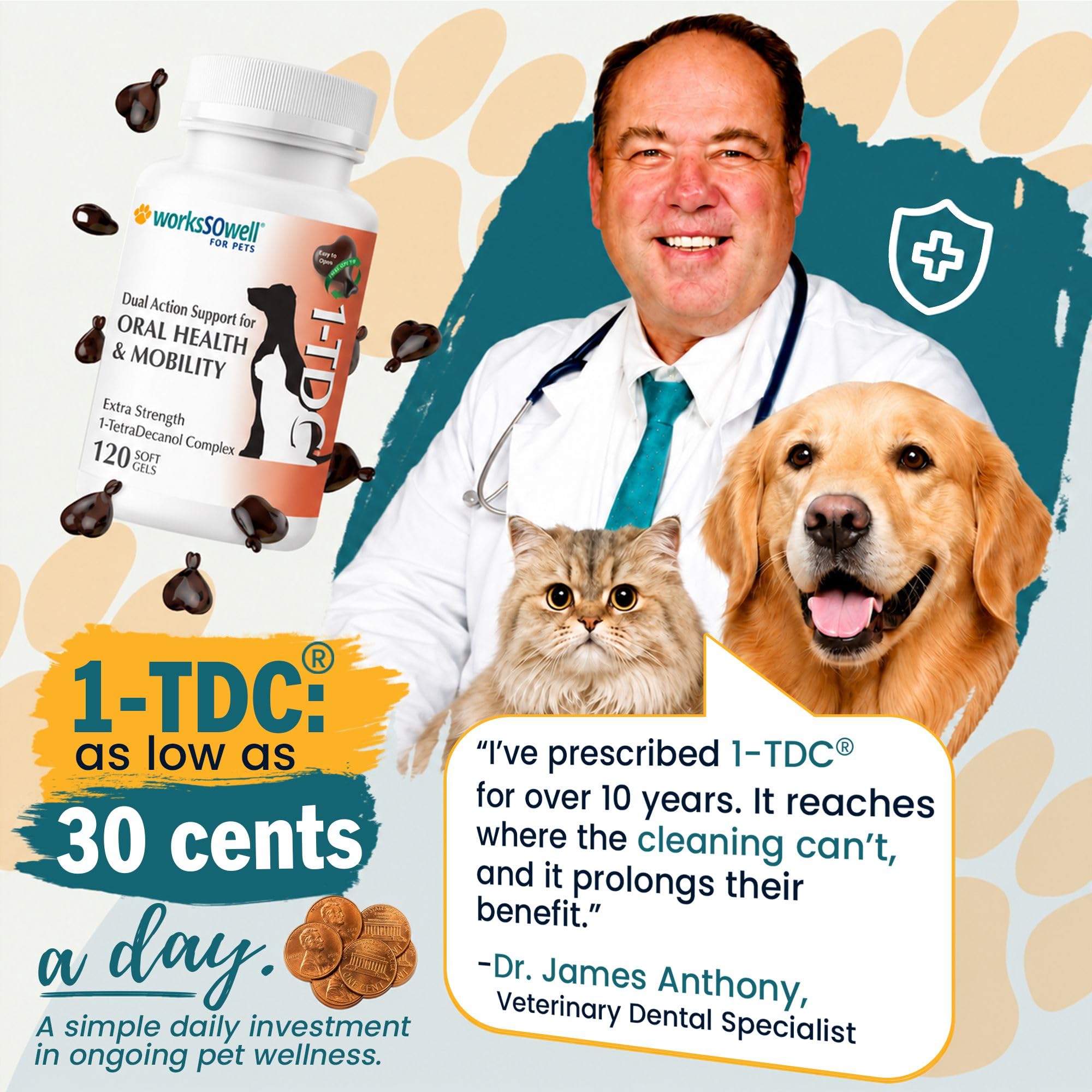 Amazon | 1-TDC Dual Action Periodontal & Joint Support for Dogs