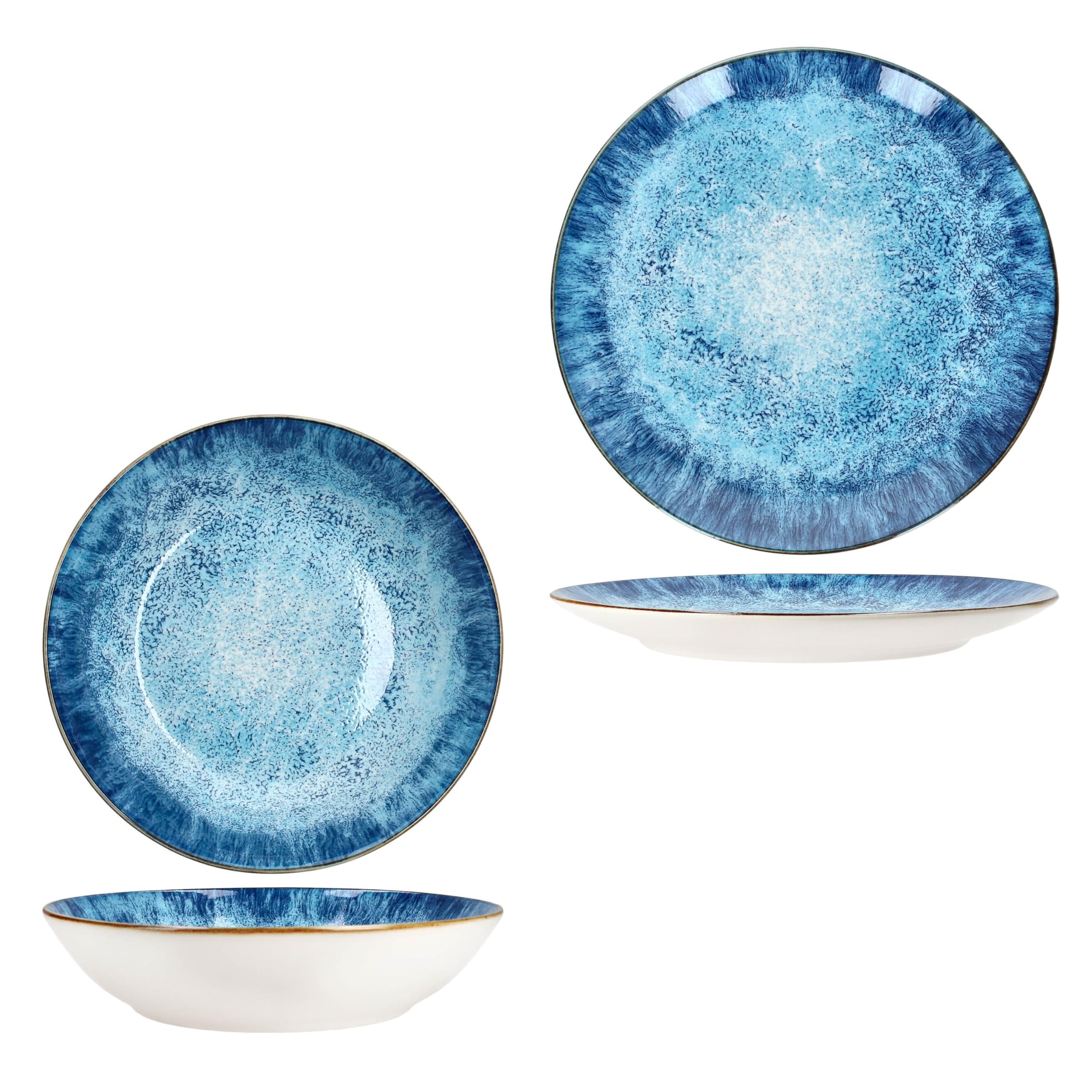 MamboCat Marina 12tlg Tafelservice I blaues Porzellan-Geschirr mit maritimem Design für 6 Personen I Ozean-Dekor, Gischt I 6x Suppenteller & 6x Speiseteller für Frühstück, Mittag & Abendbrot