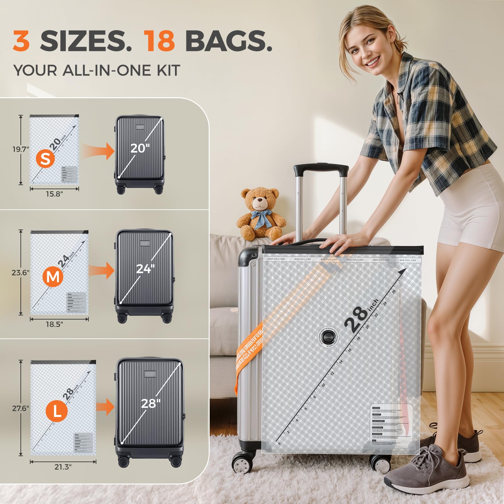 Nicetree 17 bolsas de vacío para viajes con bomba inalámbrica recargable: bolsas de vacío para ropa, ropa de cama y almacenamiento estacional, ahorro de espacio para viajes y hogar