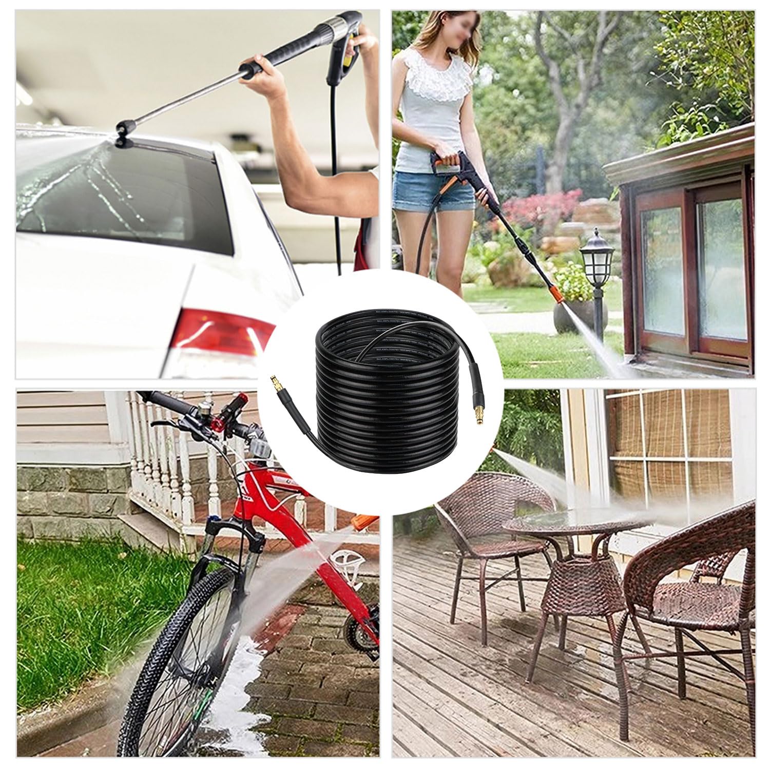 10 m Tubo ad alta pressione per idropulitrice Karcher K2 K3 K4 K5 K6 K7, tubo di ricambio ad alta pressione 400 bar con connettore rapido, tubo per lavaggio a getto per pulizia auto, strada, giardino