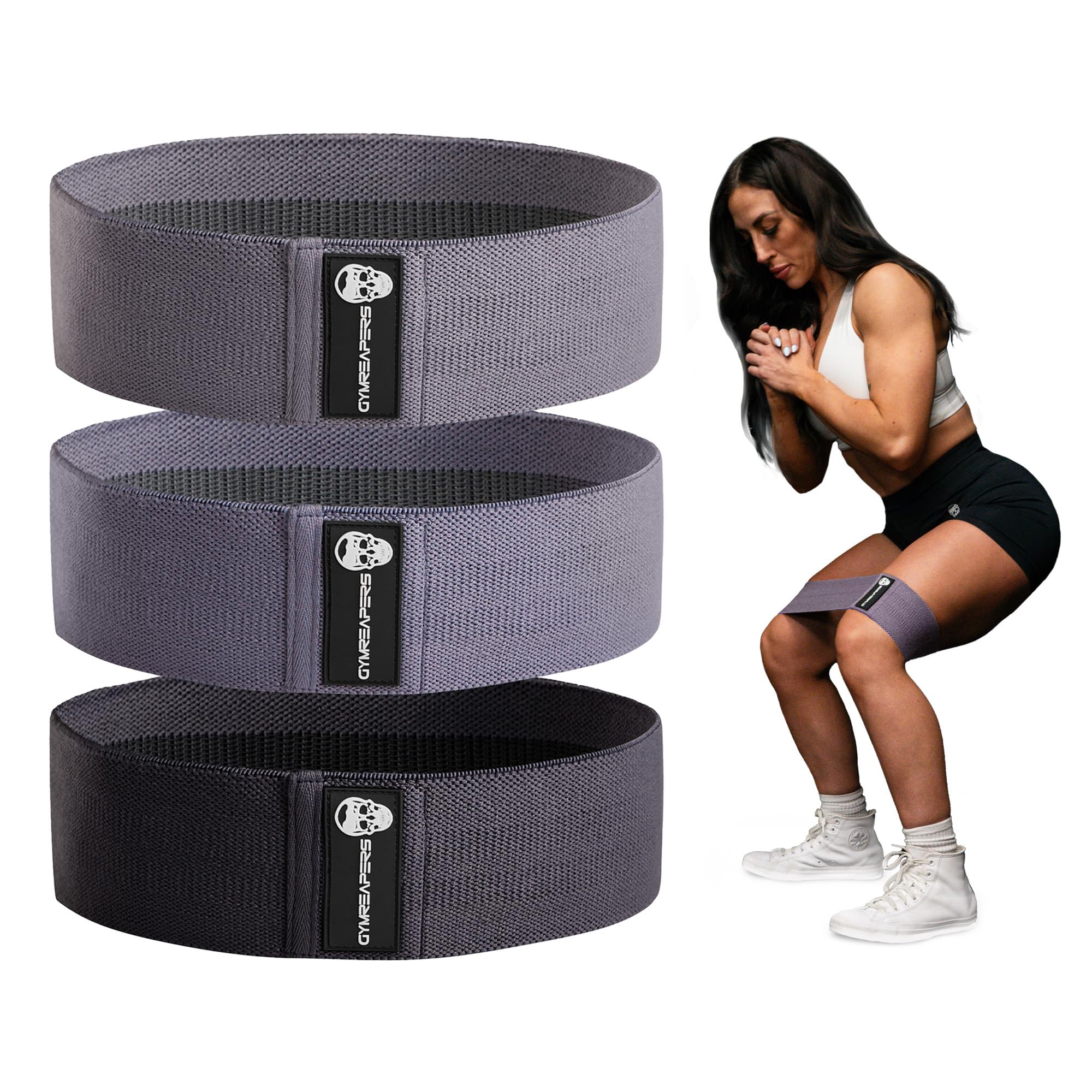Hip Bands for Booty Workouts | Non Slip Fabric Band Set with 3 Levels - Resistance Bands for Legs & Hip - for Men & Women Purple