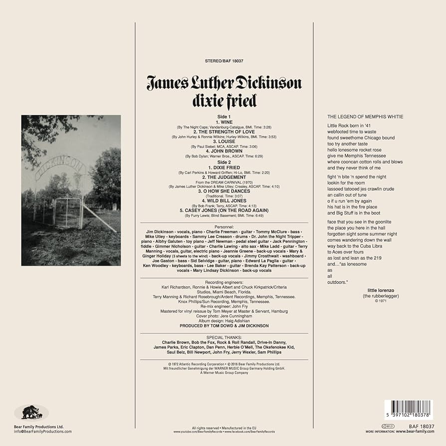 Dixie Fried (180gram vinyl) - James Luther Dickinson: Amazon.de: Musik