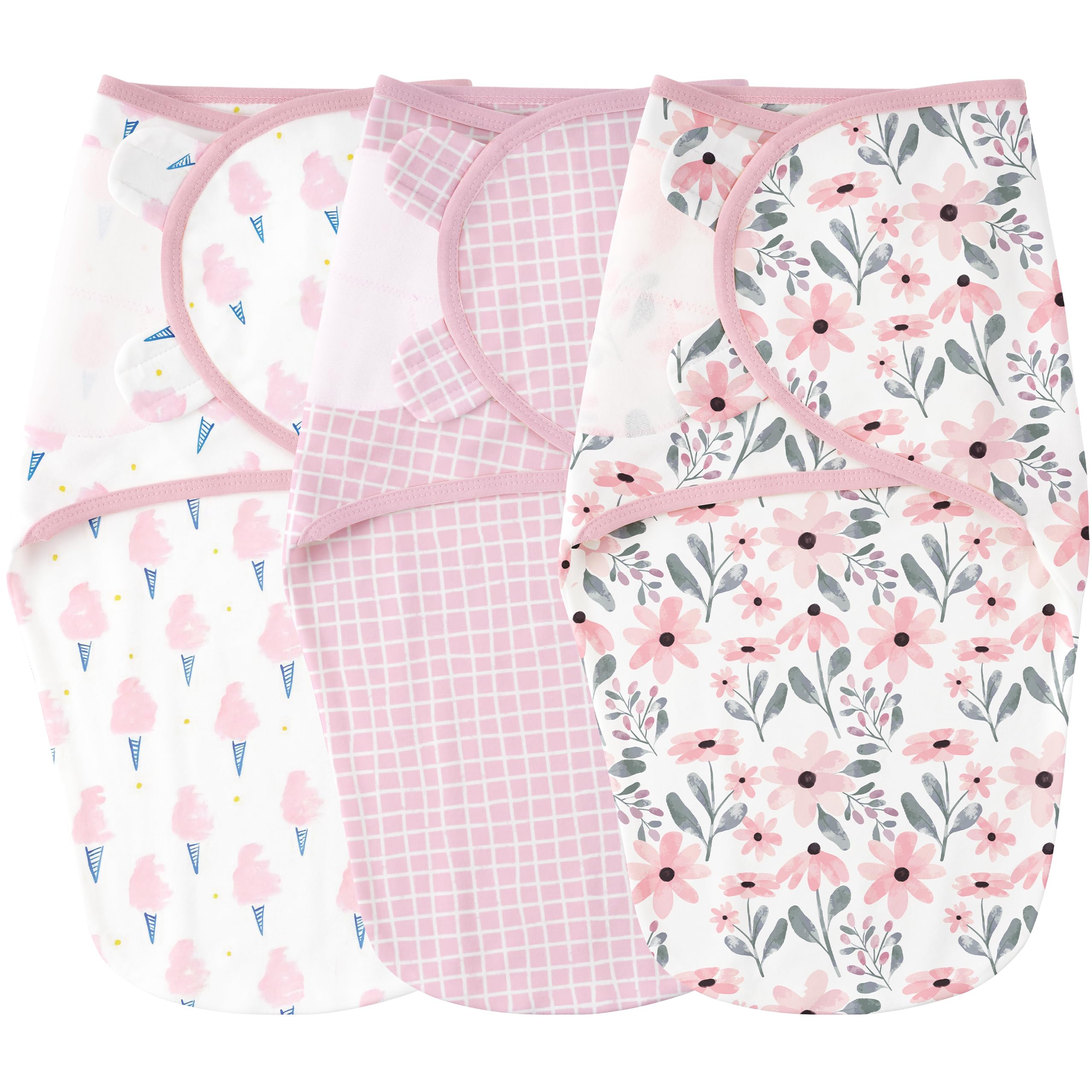 Yoofoss Baby Swaddles for Newborns 100% Cotton, Adjustable Swaddle 3-6 Months 3 Pack Newborn Swaddle Sack, Breathable Soft(Medium)