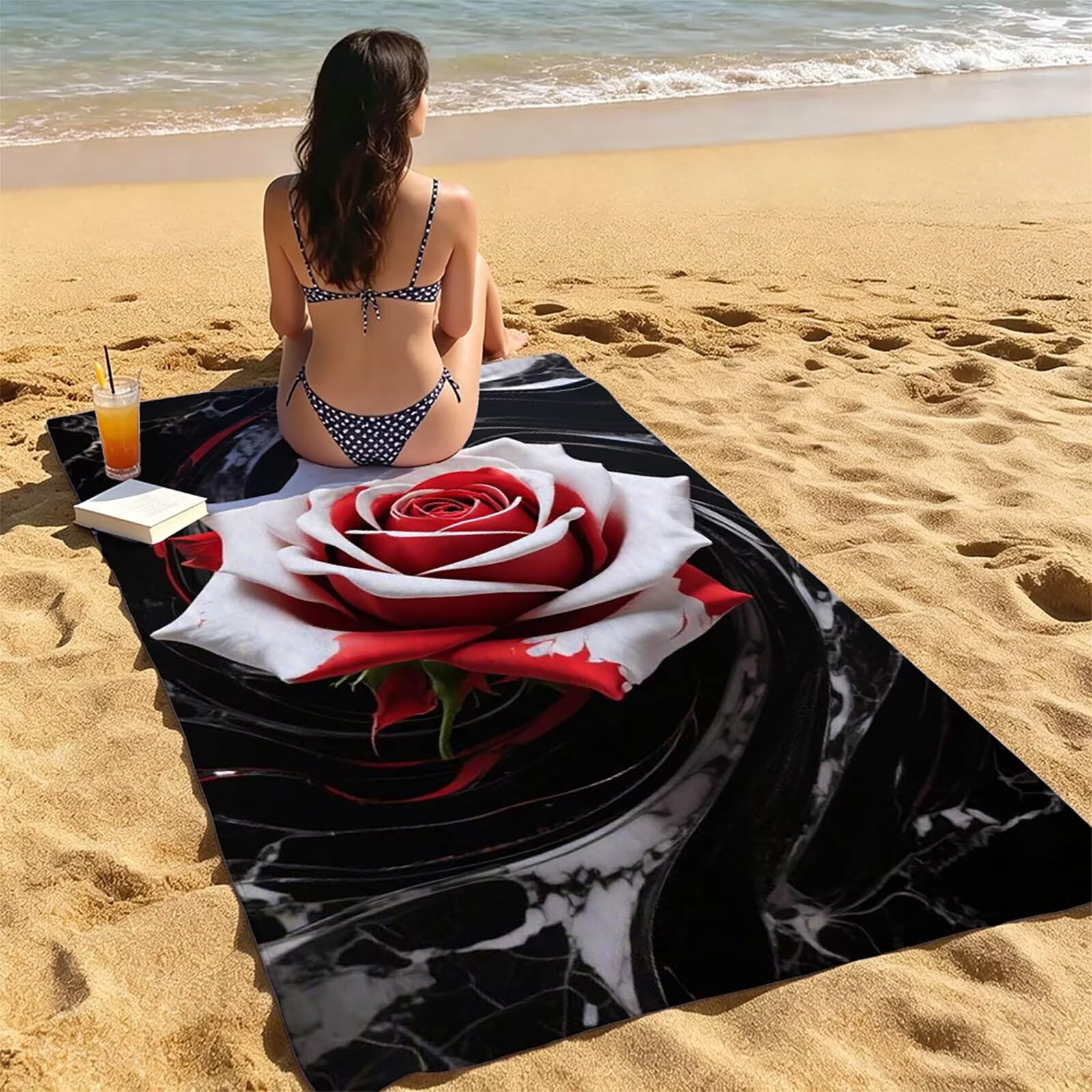 Toalla Playa Flor, Toalla Playa Grande 220x100cm Suave Cómodo y Absorbente para Vacaciones Imprescindibles para Viajar, Toallas Gimnasio para Yoga Gym Spa Sauna Baños Regalo Mujere Abstracto LSTJ-1541