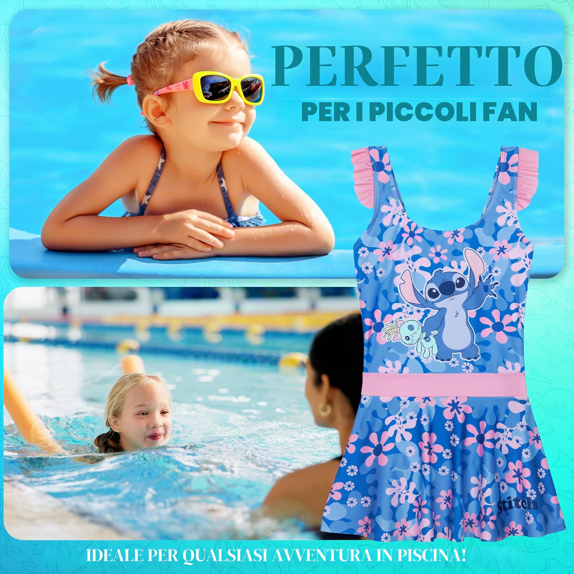 Get Trend Costume Piscina Bambina Ragazza Costume Intero Elastico Costumi Bagno Comodi Costume con Gonna Idee Regalo