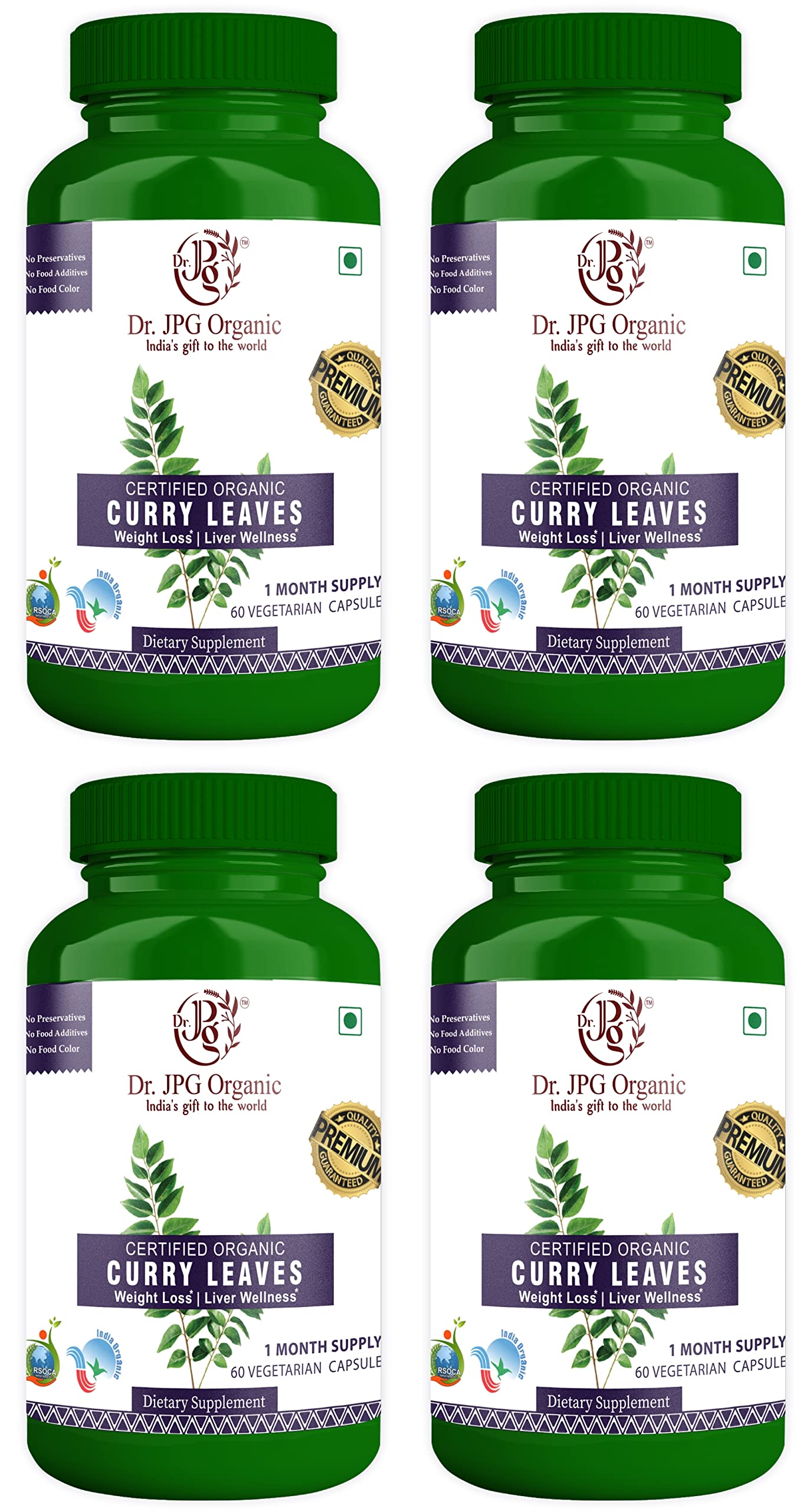 Dr. JPG Organic Curry Leaves Capsules For Weight loss & Liver Wellnes 60 Veg. CapsulesI/INDIA ORGANIC Certified (Pack Of 4) (B0BS3ZFPPX) Amazon Price History, Amazon Price Tracker
