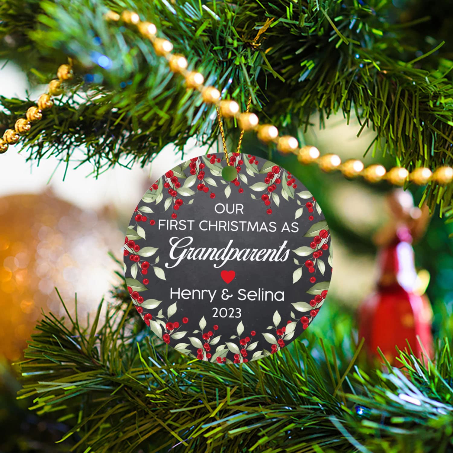 Adorno De Reno De Primera Navidad Como Abuelos, Adorno De Cerámica