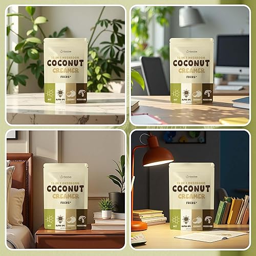 Miniatura 6 de Crema de coco y hongos 15 en 1  Apoyo a la inmunidad con melena de león de hongos adaptógenos, Cordyceps, MCT y Ashwagandha  A base de plantas, apta