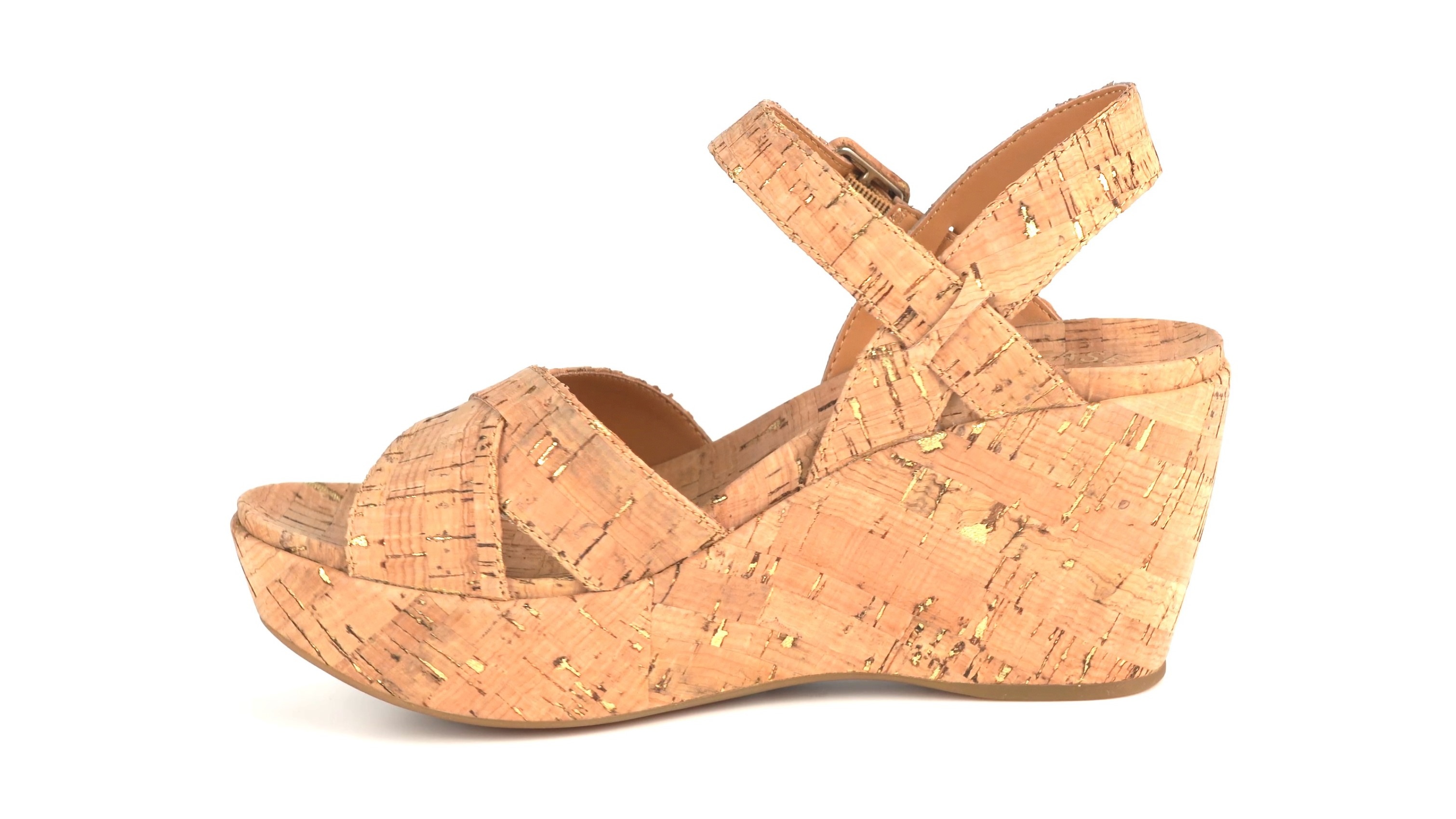 KORK-EASE Ava 2.0 Women's Wedge Sandal, Cork (Gold Flakes), 8