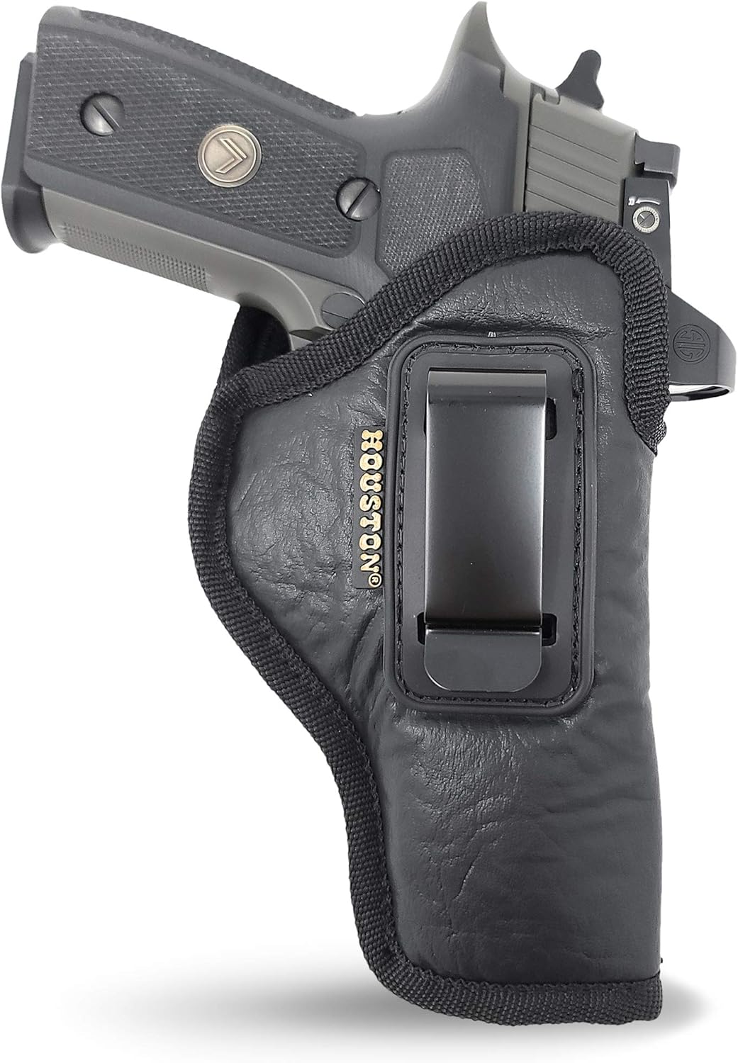 Houston IWB Optical Gun Holster - ECO Leather Concealed Carry Soft Material - Fits Sig P250/P320 Sub Comp, 224, FNS 9C, XD Mod. 2-3" 40 & 45, XD9 Sub, Glock 30/30S/39