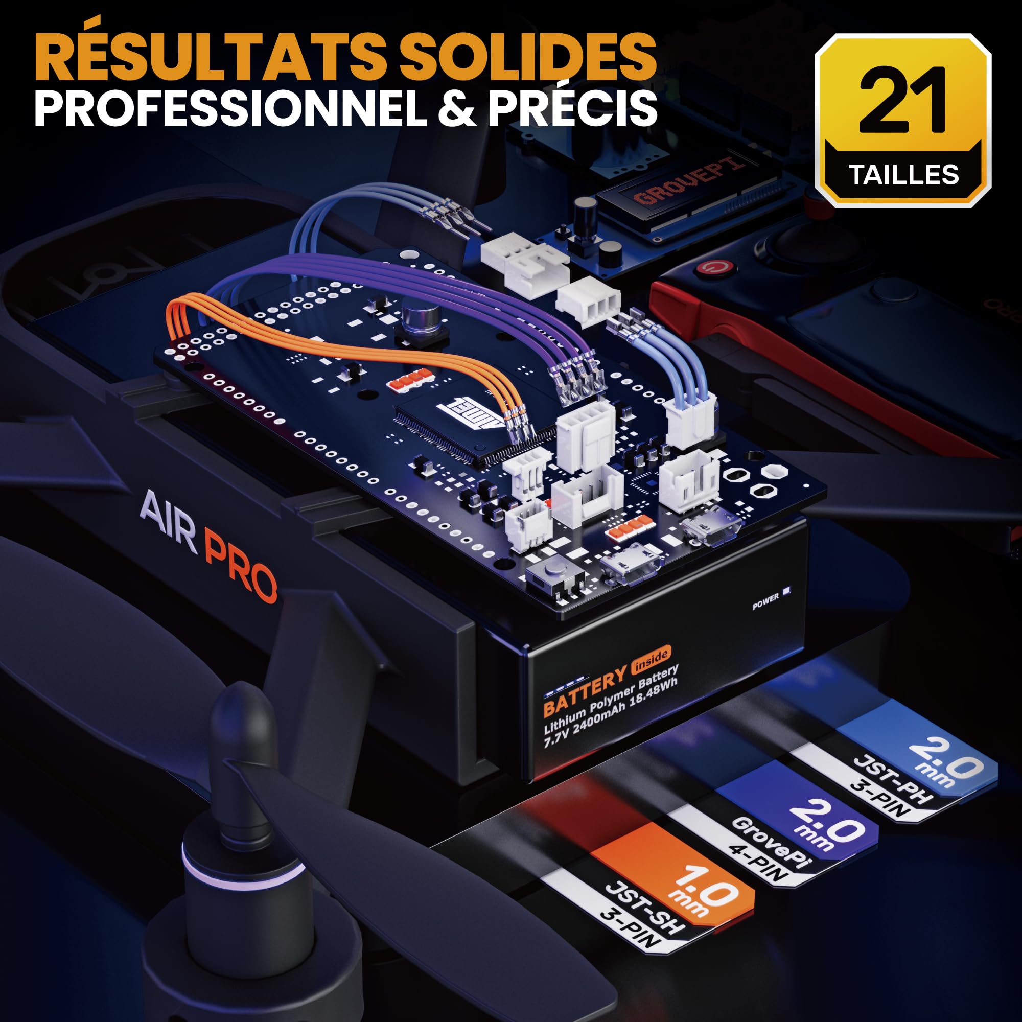 SOMELINE Jeu de fiches à sertir, 21 types [0,03-0,34 mm²] Jeu de fiches 1,0 mm-2,0 mm, Pince à sertir pour connecteurs pour Molex, JST-PH et Dupont