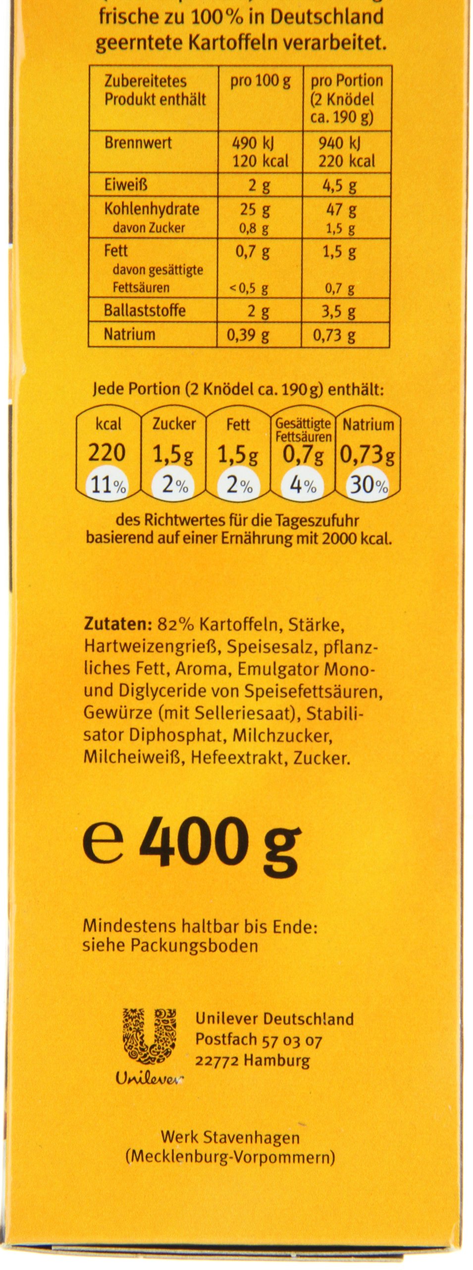 Pfanni Kartoffel Knödel Halb & Halb der Klassiker für ein leckeres Kartoffelgericht mit 100% deutschen Kartoffeln 7x 400 g (Packung mit 2)