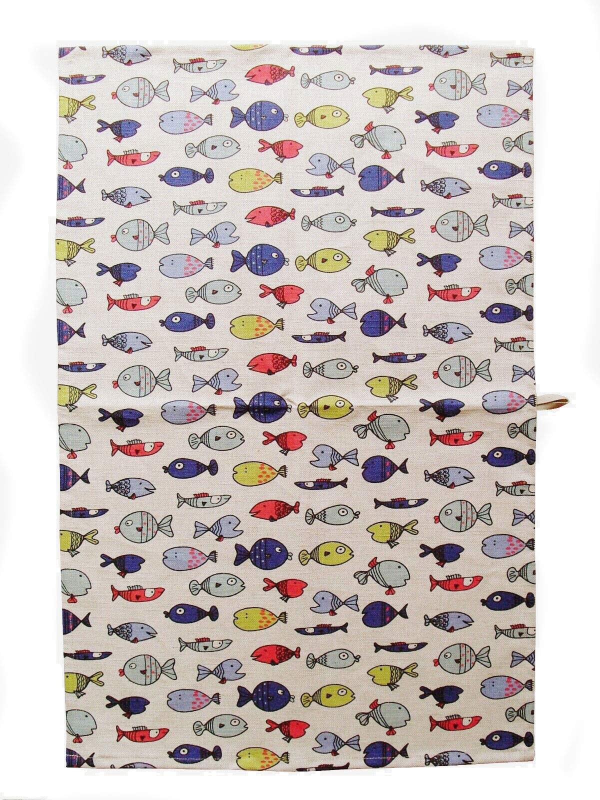SIA COLLA-S Linen Napkin/Kitchen Towel 45 x 70 cm Fish Printed Picture