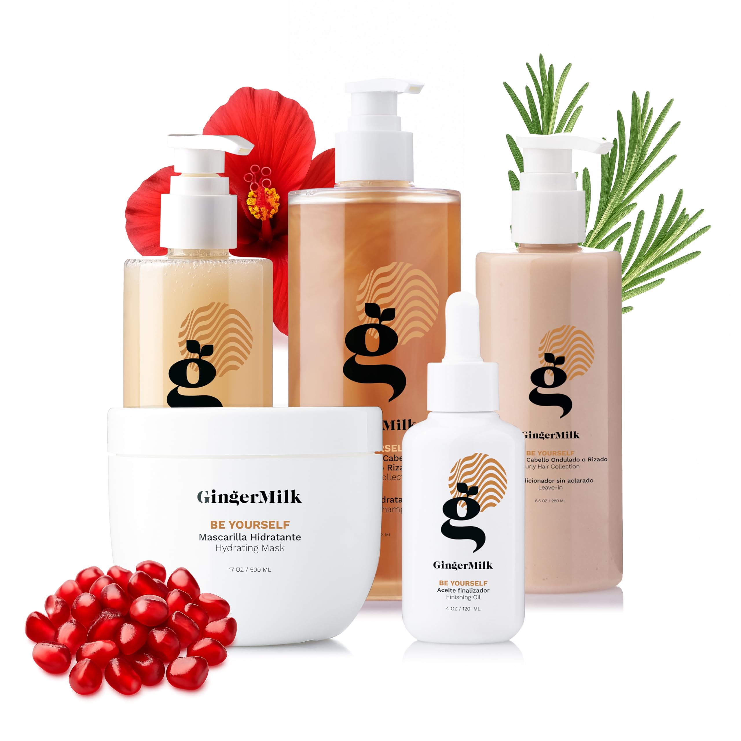 Curly Hair Care Set Be Yourself – Shampoo, Mask, Leave-In, Curl Defining Gel & Finishing Oil – Hydrate, Define & Shine for Curly Hair – Frizz Control