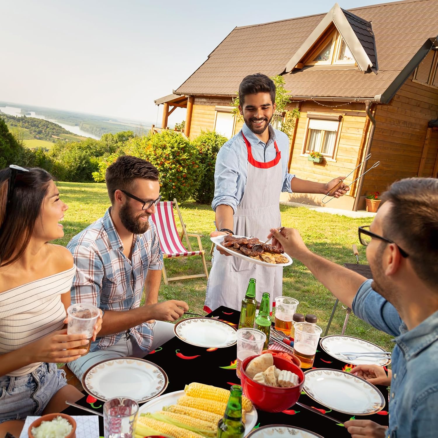 3 Pcs Chili Cook Off Decorations, Premium Disposable Plastic Tablecloth, Chili Pepper Decorative Rectangle Table Cover, Chili Cooking Mexican Fiesta Party Supplies (53 x 108 inch) - Image 5