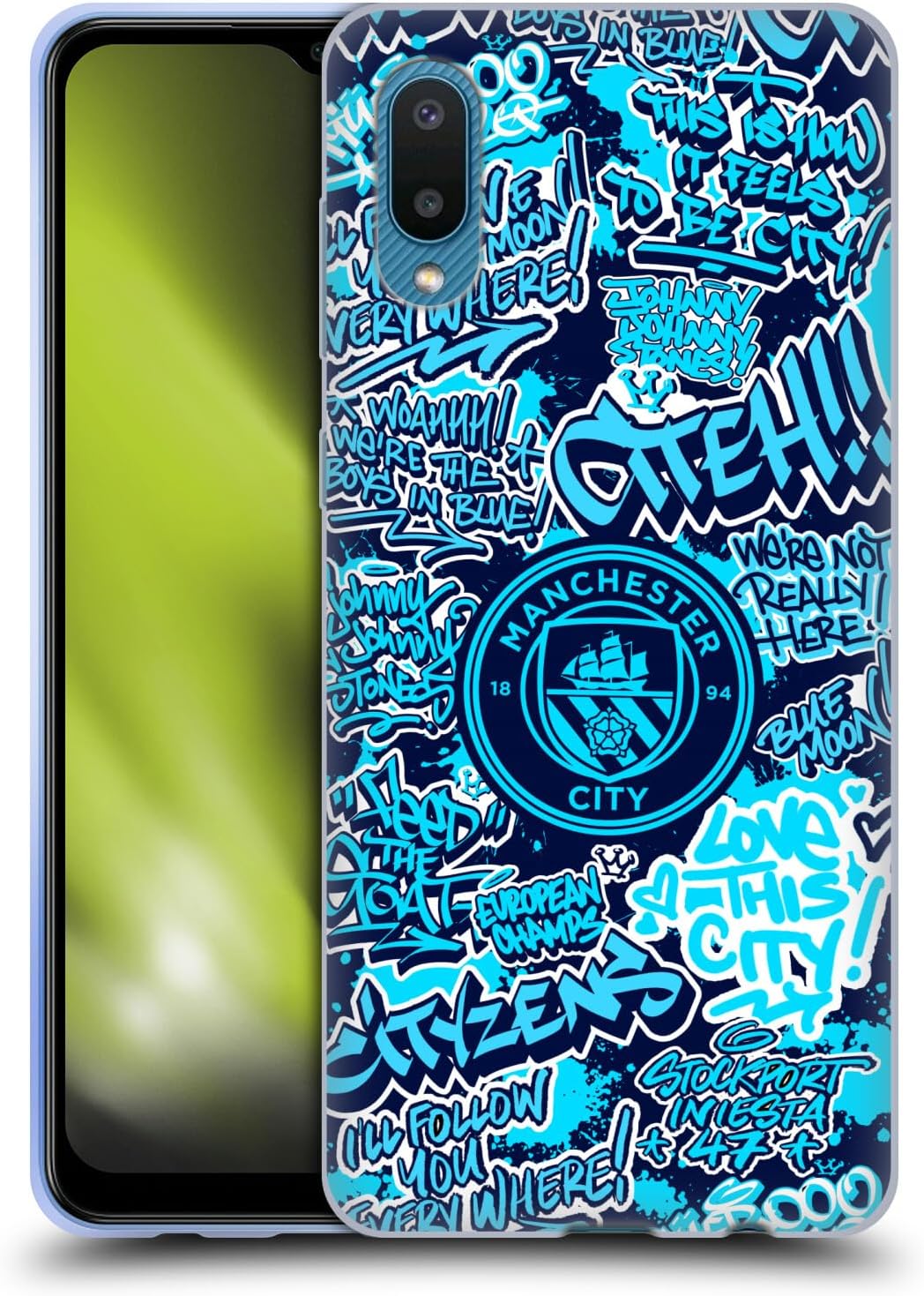 Head Case Designs Officially Licensed Manchester City Man City FC Patterns Graffiti Tags by Murwalls Gel Case [Military Grade Protection] Compatible With Samsung Galaxy A02/M02 (2021)