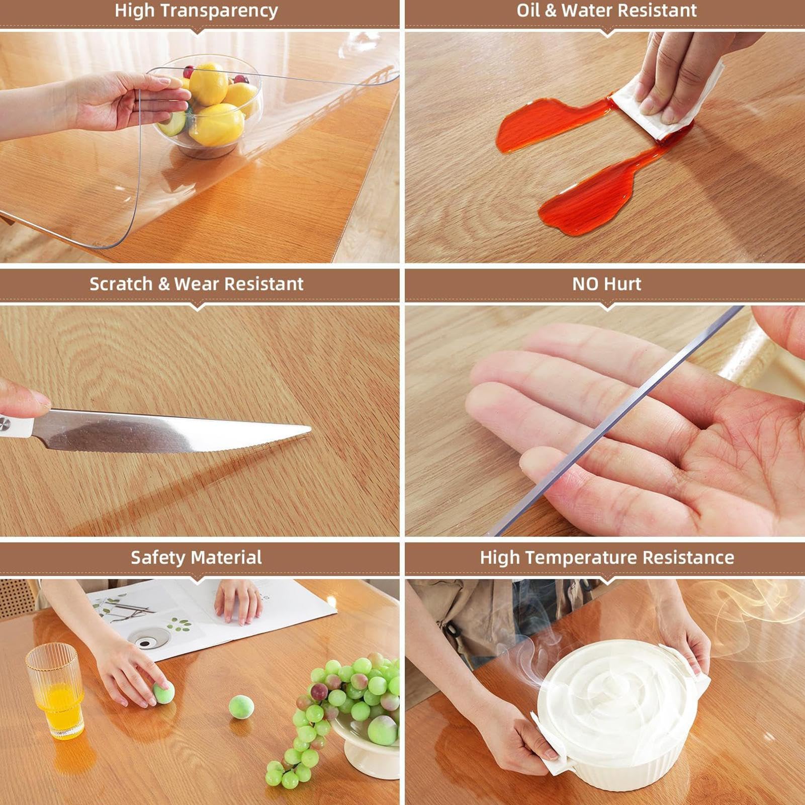 Proteggi tavolo trasparente, tappetino protettivo opaco, protezione da ufficio, per cucina, casa, luogo di lavoro, tavoletta, sala da pranzo, picnic, ufficio, bancone, mobili