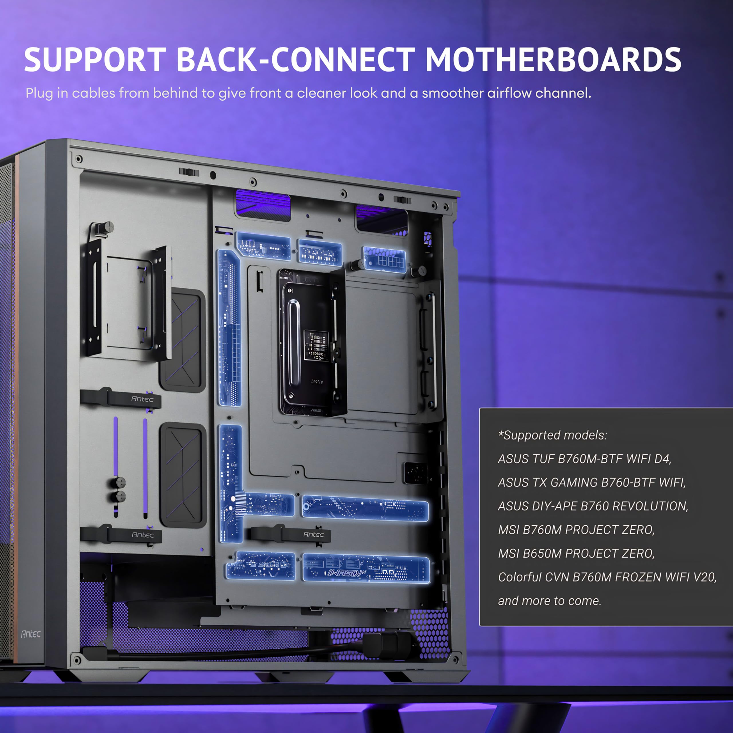 ANTEC Flux Rear ATX/Micro-ATX/ITX Boîtier Midi Tower PC, Noir