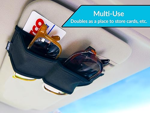 Miniatura 9 de Soporte para lentes de sol para visera de automóvil, almacenamiento doble con capacidad para 2 pares, operación con una sola mano, a prueba de