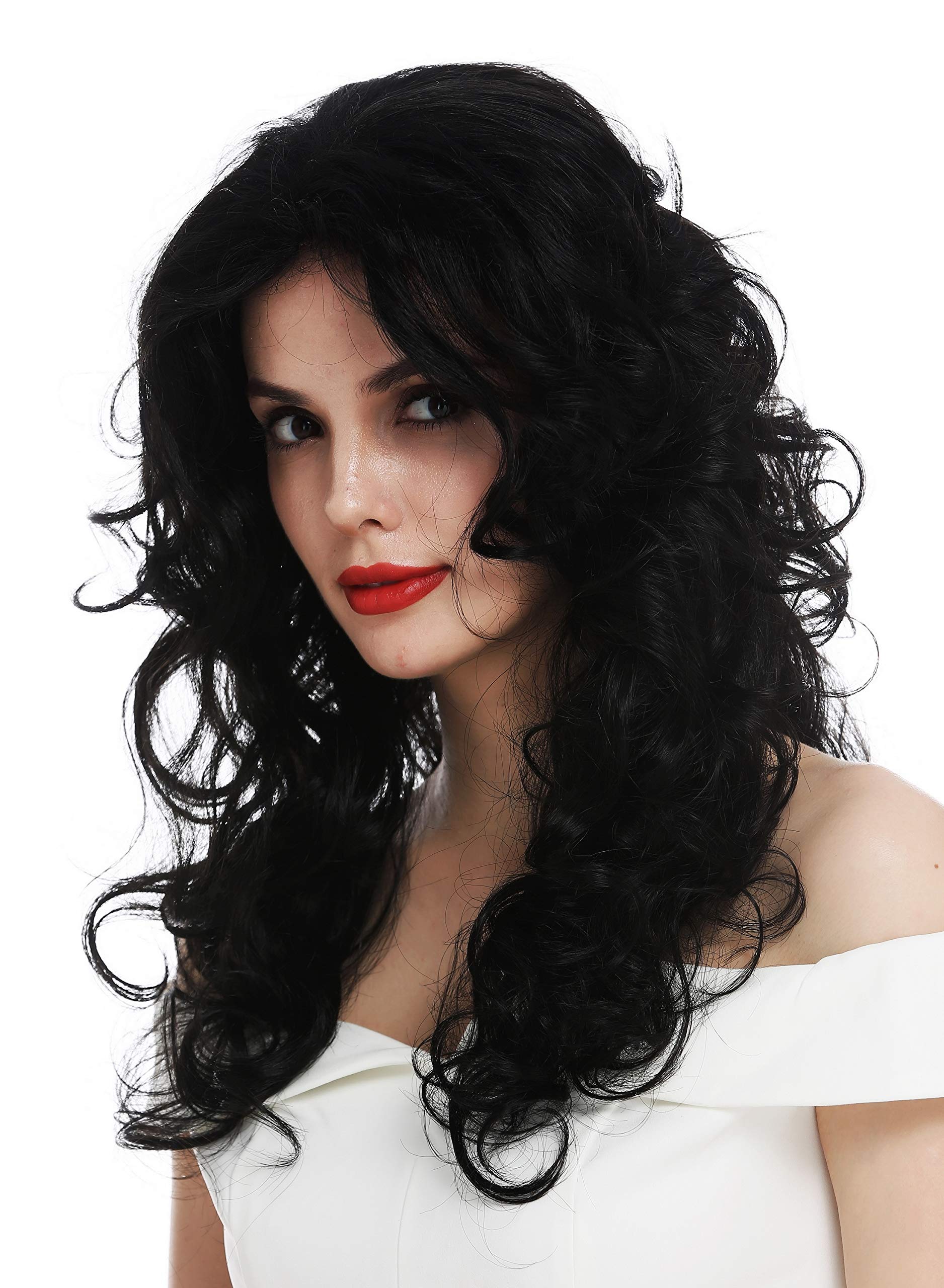 WIG ME UP - TYM-1409-LF-1 wig women's wig lace front long voluminous curls curly black, black (1)