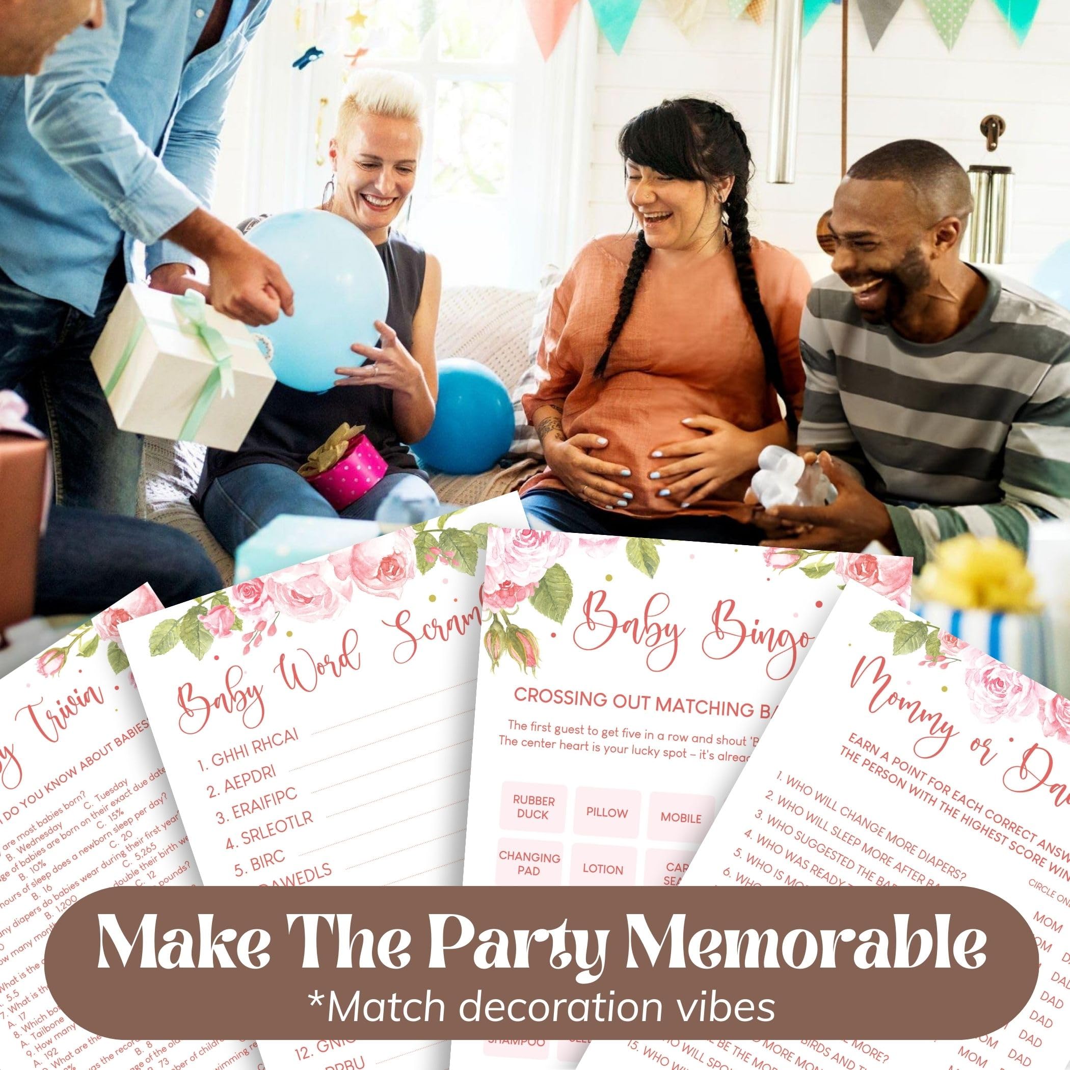 Bingo Baby Shower Pink Bee Party Juego De Bingo Baby Shower Pink Bee - Para  Hasta 20 Jugadores Temático Bebé Temática Bebé, image size:2100x2100