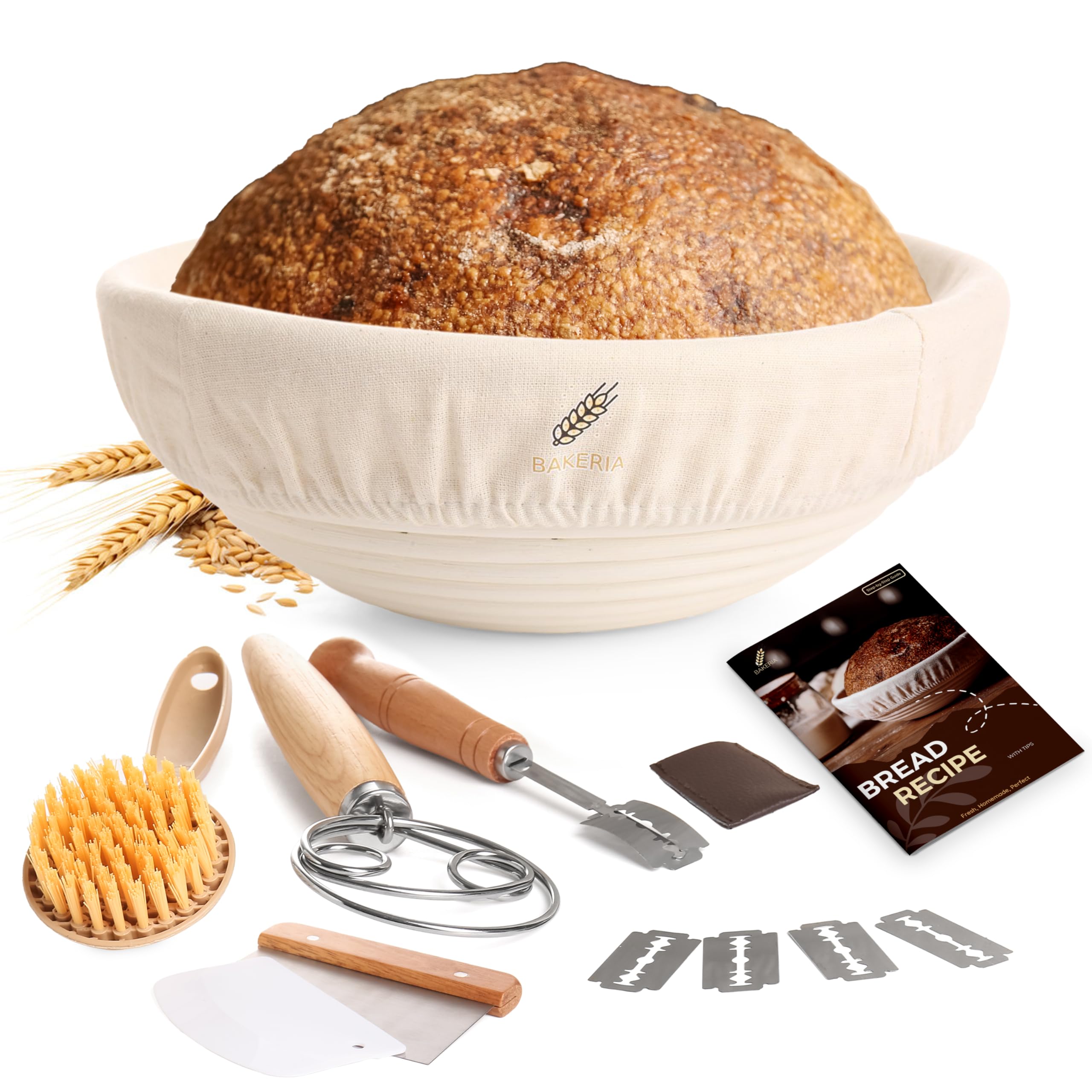 Set Cestino da Lievitazione Banneton in Rattan con Lametta da Pane