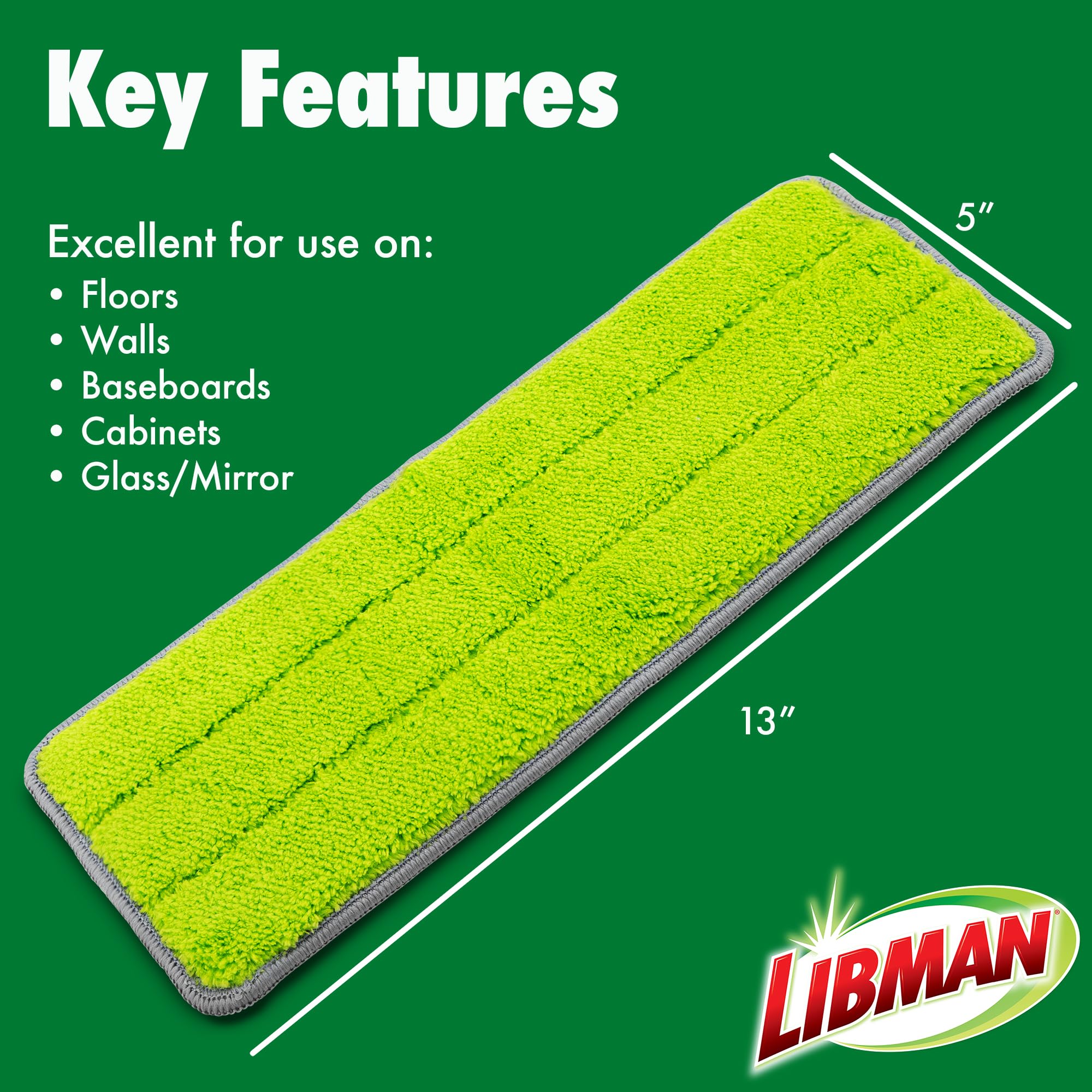 Libman Wkłady do mopa i wiadra Rinse 'n Wring | Mop podłogowy z mikrofibry | Środek do czyszczenia podłóg z twardego drewna | Mop na mokro i na sucho | 6 podkładek z mikrofibry