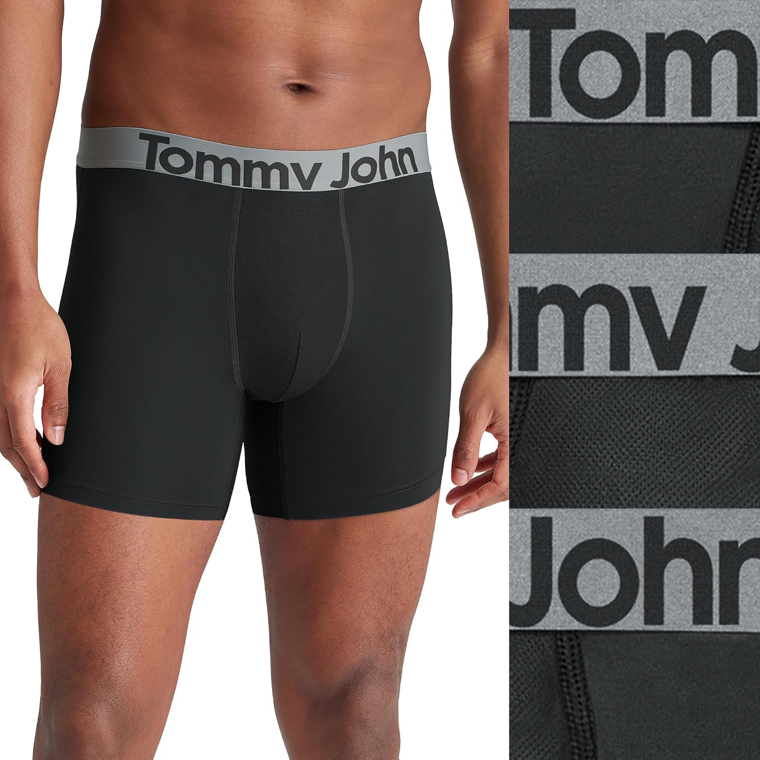 Tommy John Men's Sport Micro 6" Mid-Length Boxer Brief Underwear, 3-Pack - Image 2