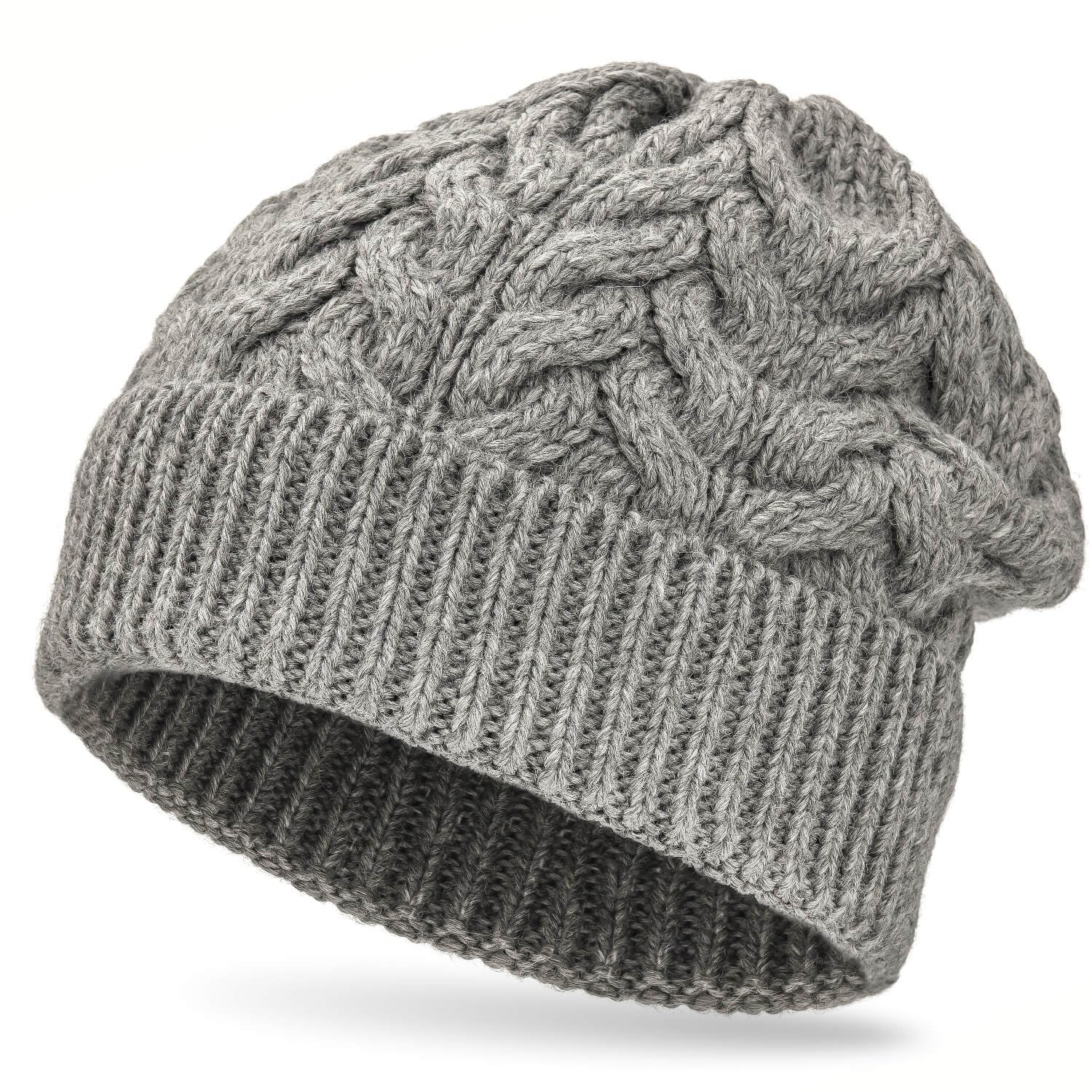 HansaFarm - Gorro Invierno, Gorros de Lana de Alpaca para Mujer (100% Lana de Alpaca, 6 Colores) Gris Claro – NFA10 Talla Única