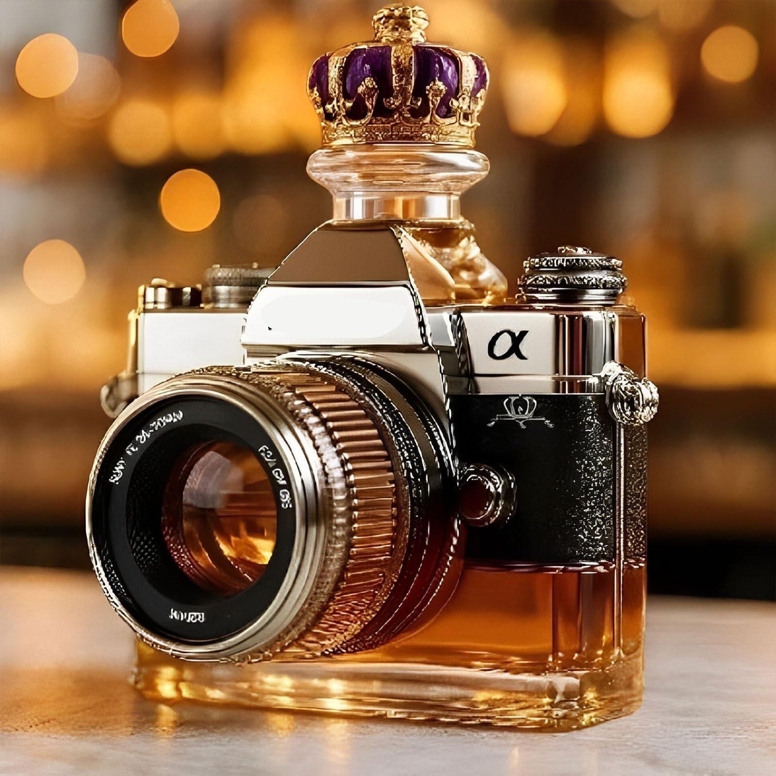 carafe, Figurine carafe à whisky 300 ml en forme d'appareil photo 3D, sculptures de bouteilles vin verre faites la main(A)