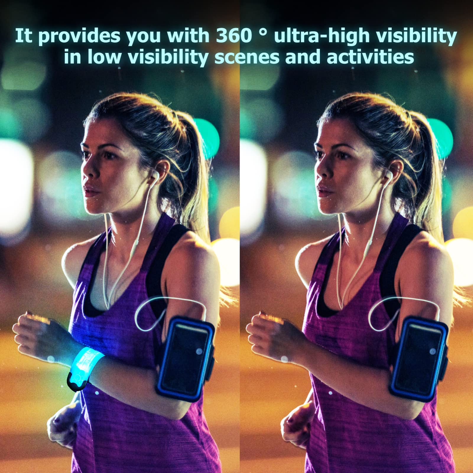 Toyvian 4piezas Papa Led para Correr Ciclismo y Trotar Pulseras Luminosas De Alta Visibilidad para Actividades