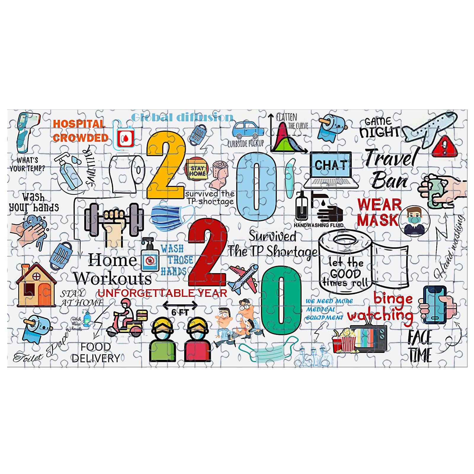 2020 Jigsaw Puzzle 1000 Piece Jigsaw for Adults and Children 2020 Memorial Jigsaw to Memorialize 2020, Interesting Family Interactive Toys Personalized Gift Educational Toys, Home Decoration