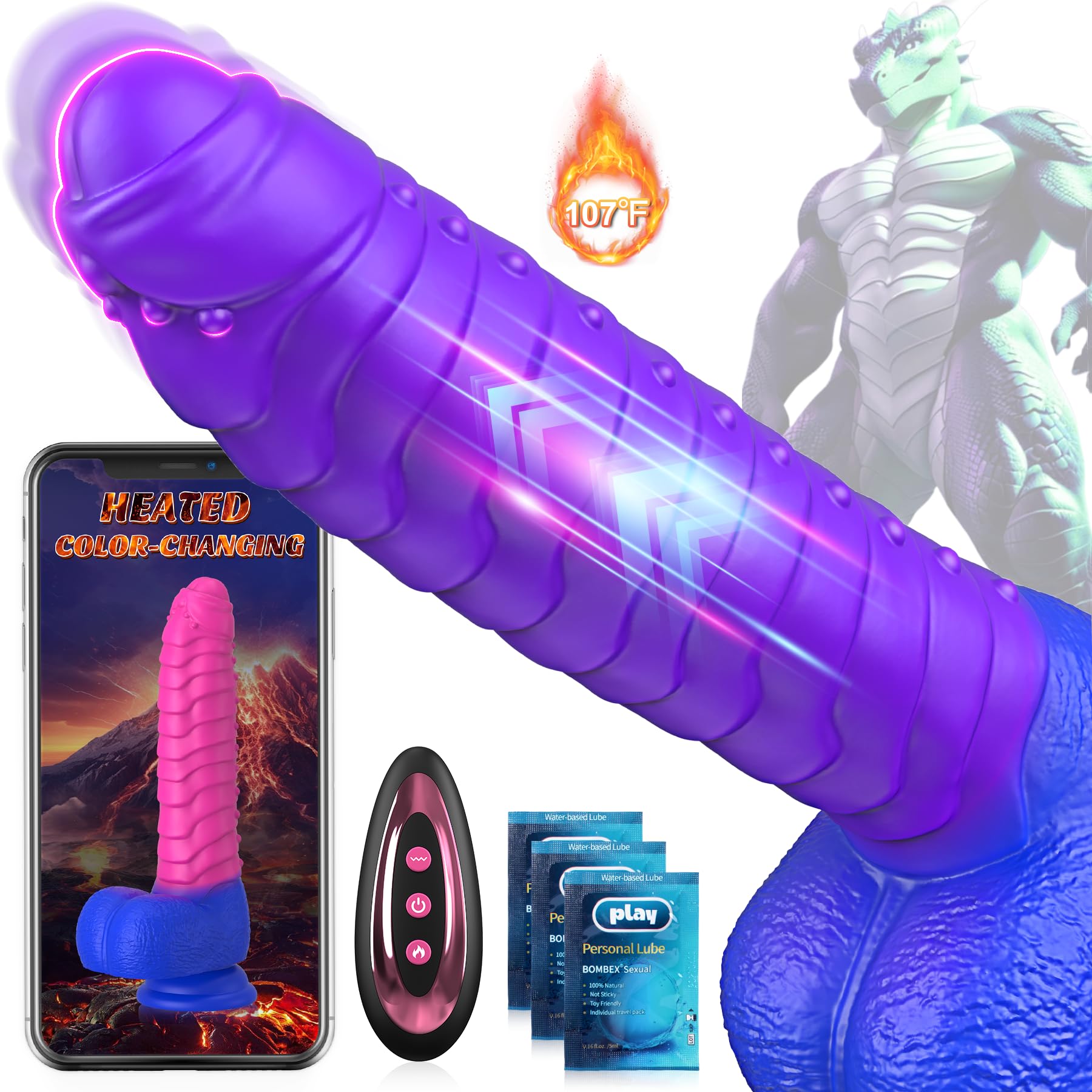 Consolador Vibrador de Empuje con Aplicación - Moster Consoladores Vibración Juguete Sexual Femenino, Consolador Anal de Fantasía para Mujeres, Vibradores de Calefacción Parejas Juguetes Sexuales