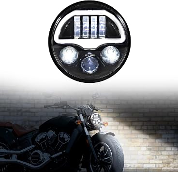 LED Headlight for Polaris Indian Motorcycle, LED Headlamp with DRL High Low Beam for Scout, Scout Bobber, Scout Rogue, Scout Sixty Models and More 2015-2024 Replace#2882517