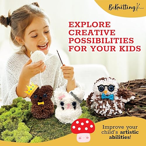 Miniatura 7 de Kit de manualidades con pompones  Suministros de manualidades para niños a partir de 5 años  Completo con fabricantes de hilo y pompones  Caja de