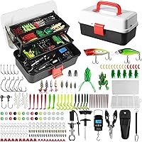 Pvnoocy 3-Layer Fishing Tackle Box: 213-Pc Lures Kit with Pliers, Scale, Hook Remover - Gear for Beginners, Kids, Adults