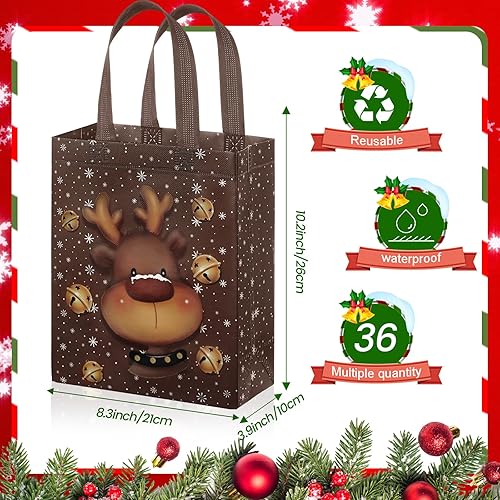 Miniatura 2 de Clysee 36 bolsas de regalo de Navidad, bolsas de Navidad con asas, tela no tejida, bolsas reutilizables para fiestas de Navidad, 6 estilos