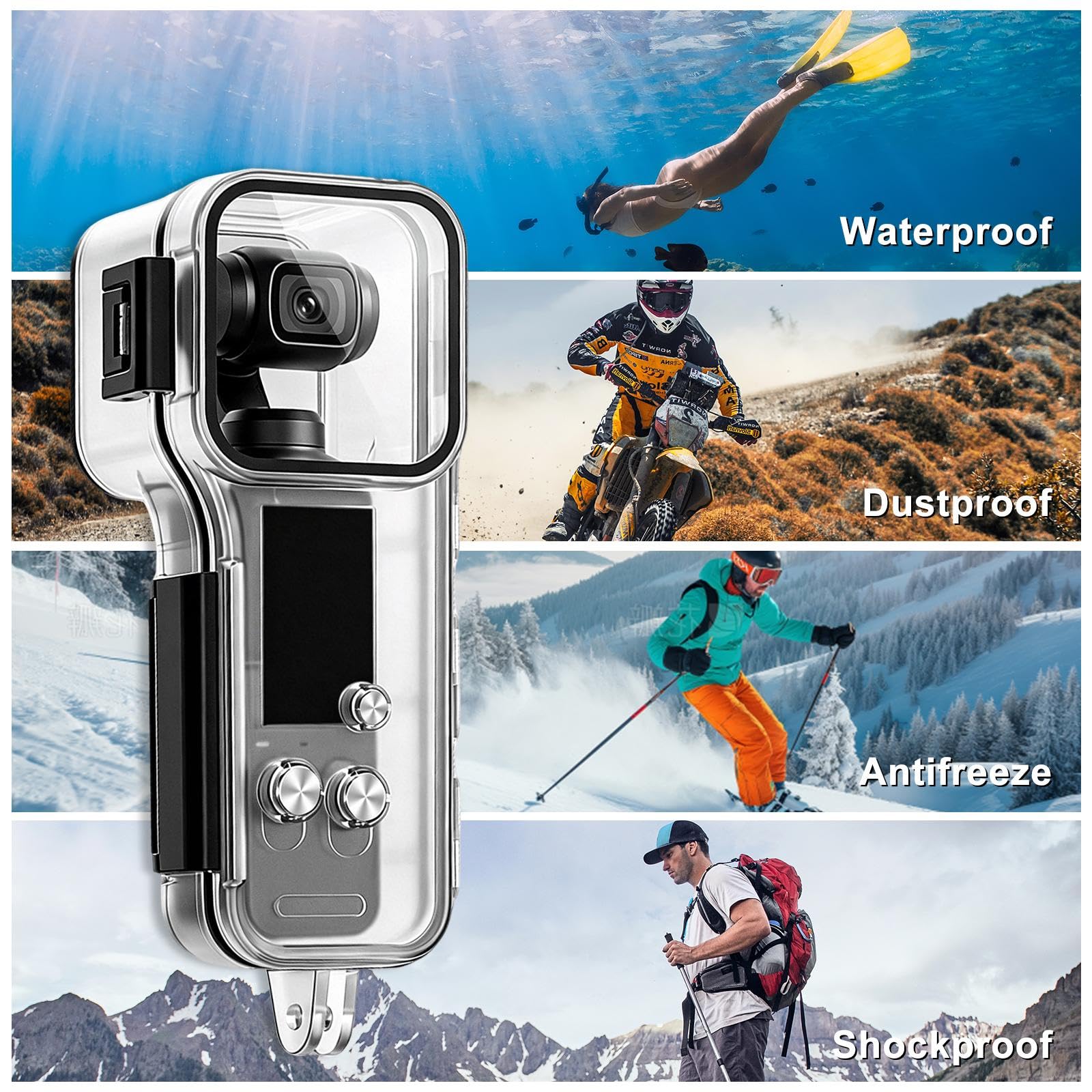 PULUZ Custodia impermeabile per DJI Osmo Pocket 4, 50 m, custodia protettiva subacquea impermeabile, accessorio per immersioni, snorkeling e sport acquatici