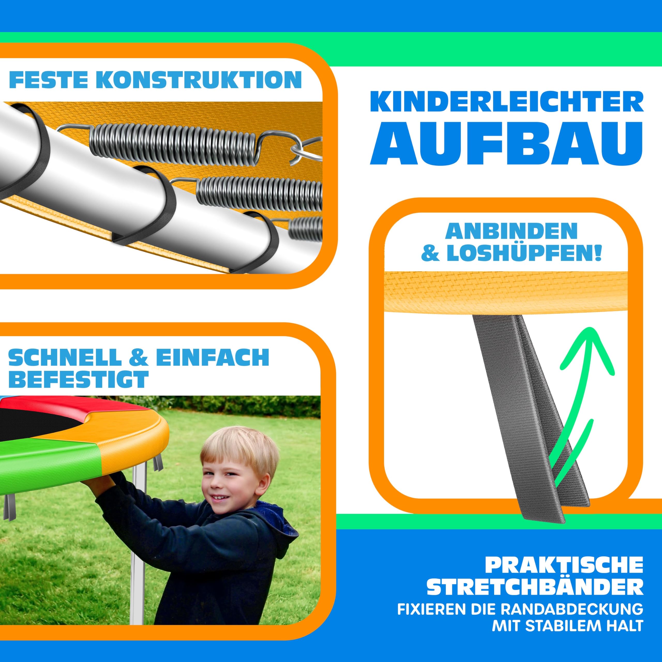 KESSER Housse de protection pour trampoline Ø 366 cm, largeur 30 cm, 100 % résistant aux UV, anti-déchirure, avec ballon de plage multicolore