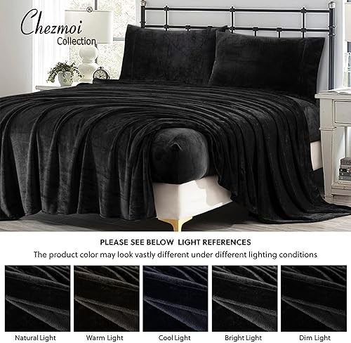 Vista 5 de Chezmoi Collection - Juego de sábanas de forro polar extra suave California King, sábana de cama de microforro de terciopelo sin pelusa, bolsillo