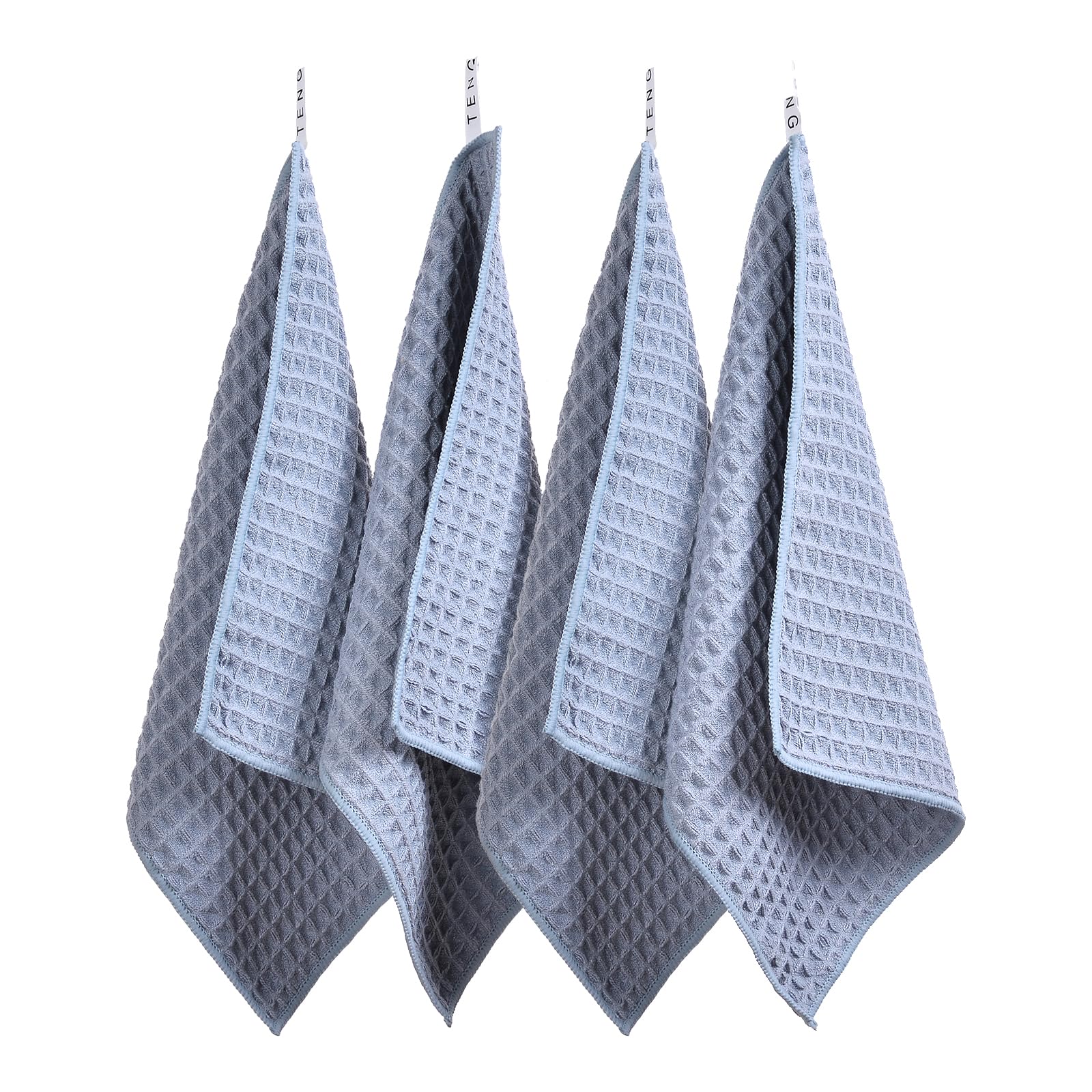 Microfiber Cloths Highly Absorbent 13.8 inches Quick Drying Dishcloth Glass Wiping Window Mirror Kitchen Towel Tablecloth Cleaning Supplies Waffle Pattern Kitchen Cloth Draining Towel (35cm-Elegant 14.8 inches (35 cm) - 4 graceful gray wisteria - microfiber