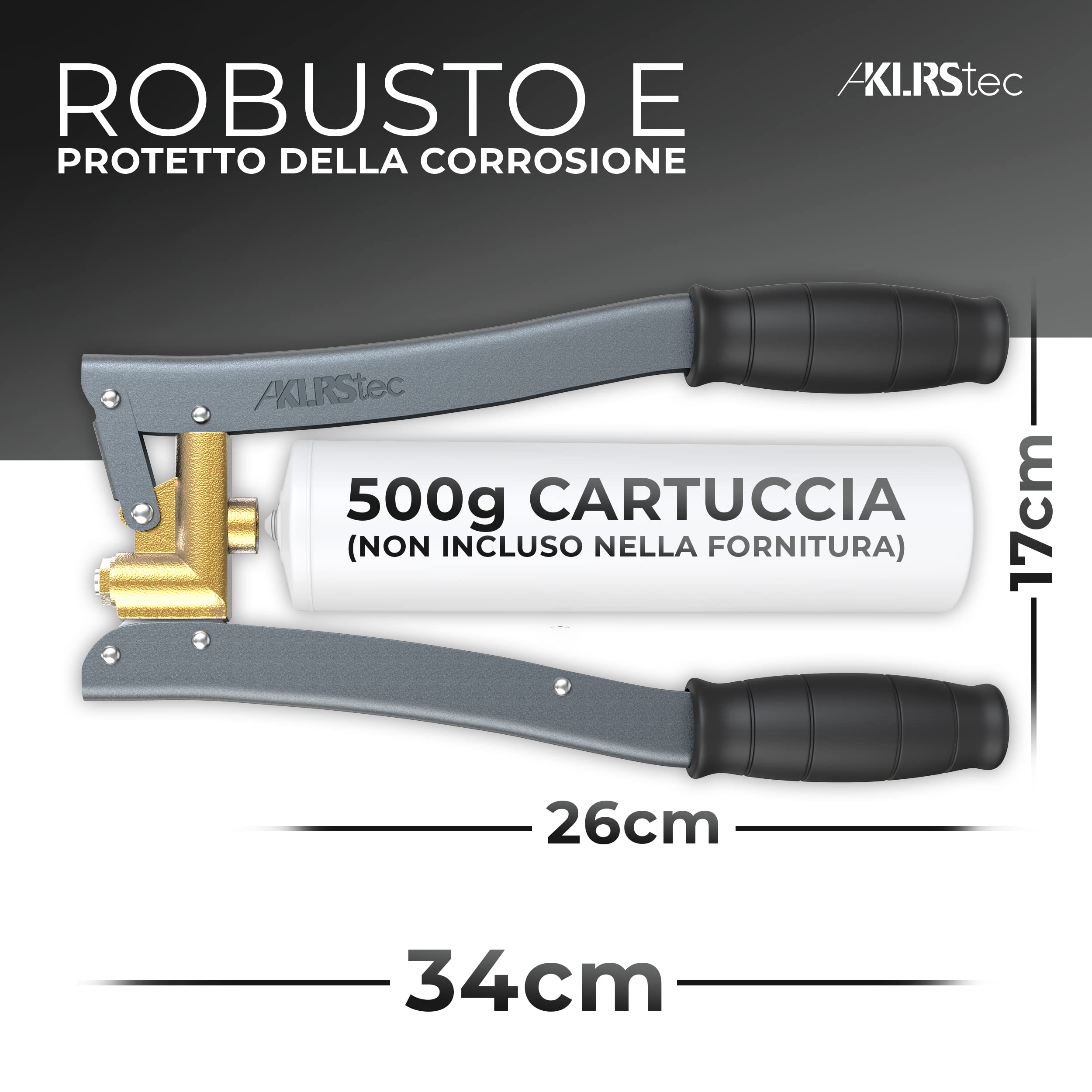KLRS KLRStec® Premium Ingrassatore - ingrassatrice con Sistema ad Alta Pressione per ingrassatori a Corsa variabile con Giunto di Presa e Tubo ad Alta Pressione Incluso