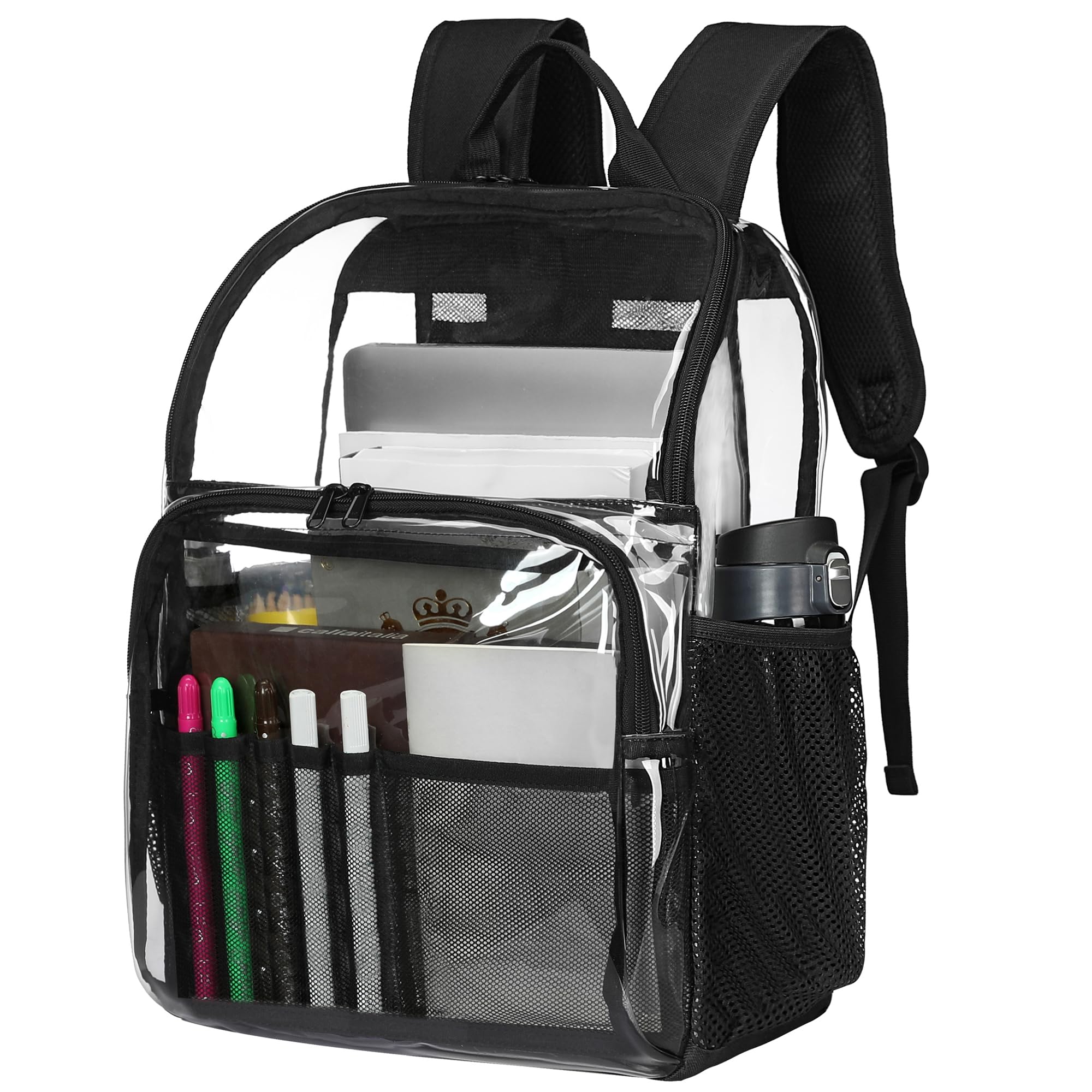 GiMiUiTo Clear Backpacks for School,18'' Large Clear Backpack Heavy Duty Clear Backpack See Through Backpack Clear Bookbag for Student,School,Work,