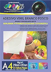 Adesivo Vinil Fosco Branco 90g, formato A4, pct com 10 fls, 10582